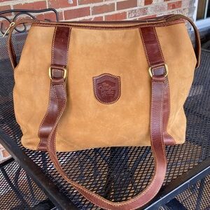 Vintage Canadian Pacific Store Tan and Brown Suede and Leather Tote Bag